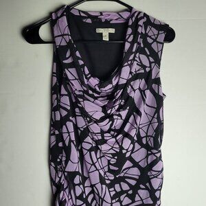 Dana Buchman Shirt Womens Small Black/Purple Drape Neck Sleeveless Blouse
